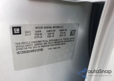 2017 Chevrolet Malibu Premier from USA, damaged, VIN 1G1ZH5SX4HF218709